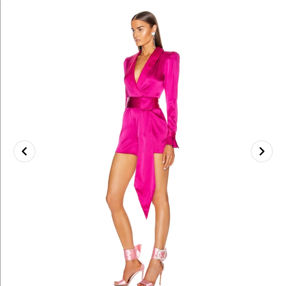 Retrofete Elizabeth Silk Playsuit / Romper Barbiecore - Picture 2 of 9